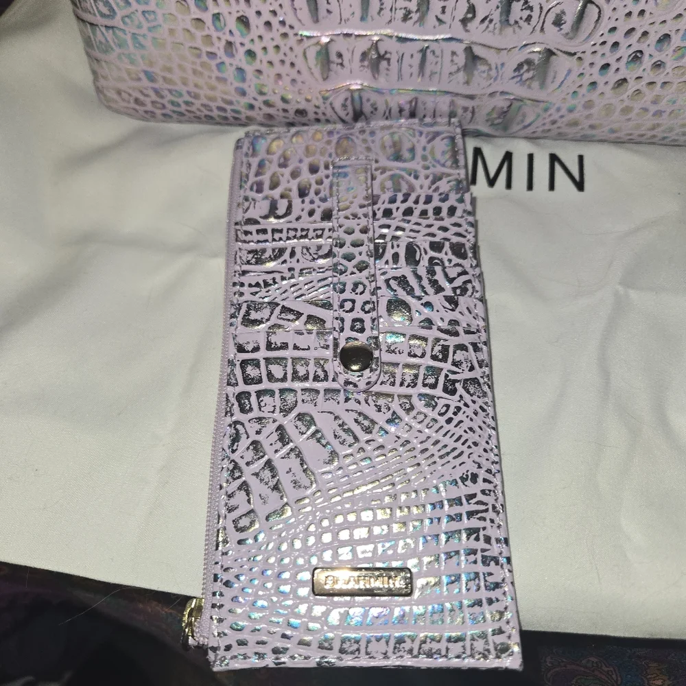 Brahmin Mini Sydney Violet Wonderland Melbourne Leather Crossbody & Card Case - Picture 3 of 15